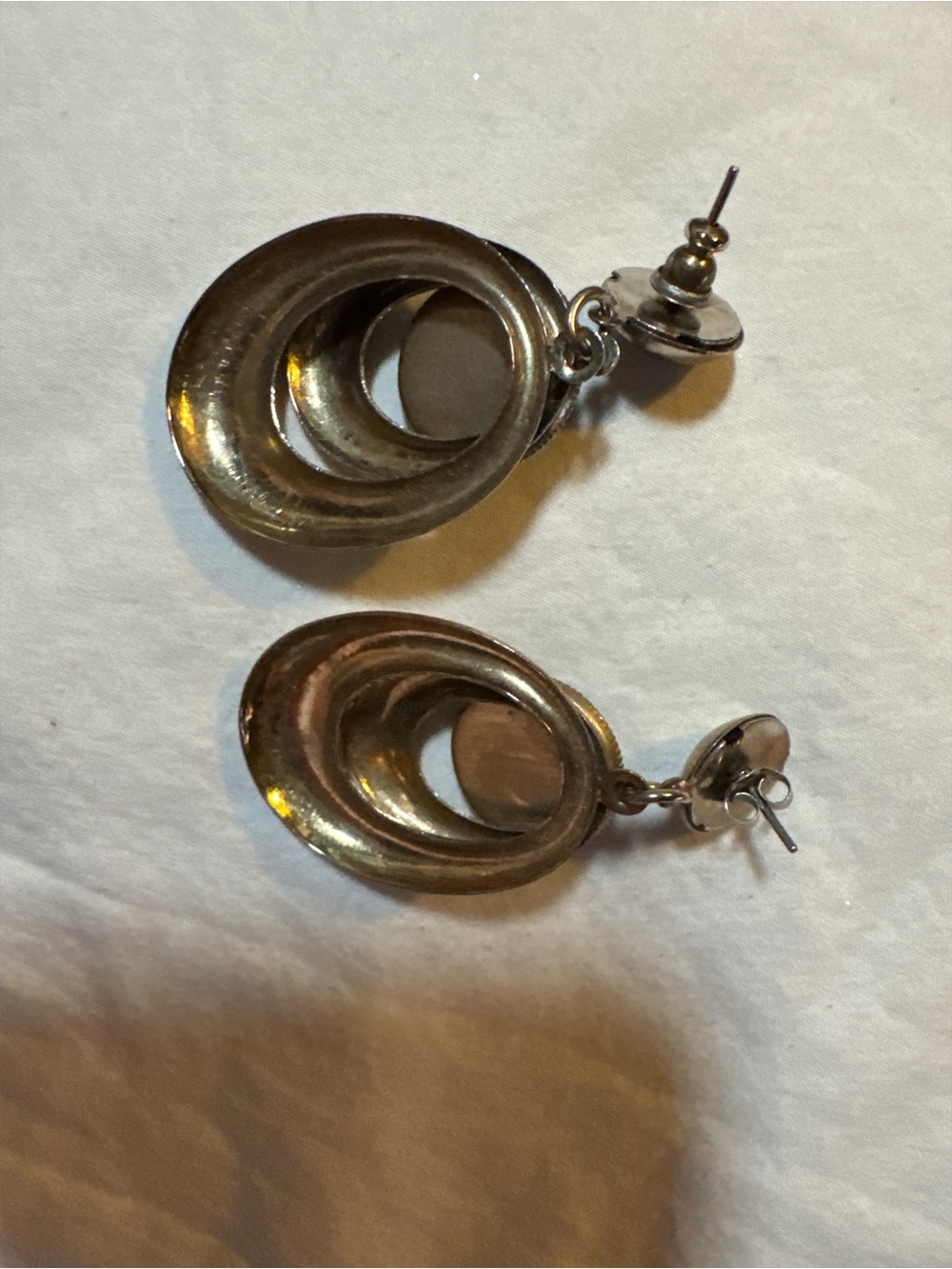 Goldtone & Black Stone Post Drop Earrings - Picture 2 of 4